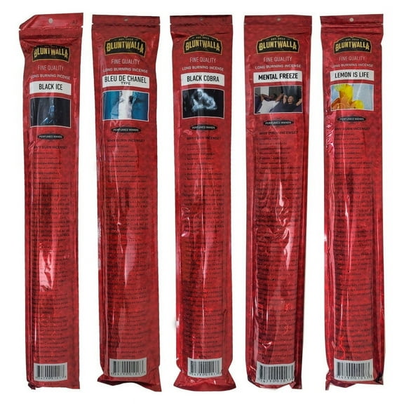 Bluntwalla 19" Fine Quality Long Burning Incense - 5-Pack Sampler #2 - 30 Sticks Each Pack