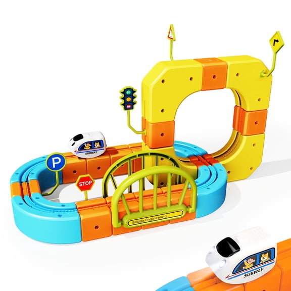 Bluocean Electric Train Set 91PCS Standard 3D STEM Track Toy VT2