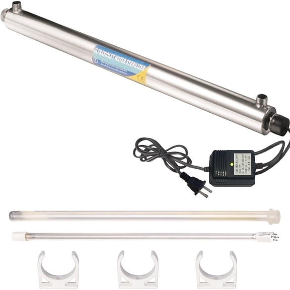 Bluonics Ultraviolet Light UV Water Filter Sterilizer Purification for Whole House Water Filteration System 12 GPM 55W 110V with 3/4 MNTP Inlet Outlet. Includes Professional DIY Manual