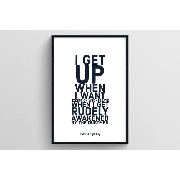 Blur Lyric Print, Parklife Music Poster, Unframed Paper Poster 8x10in