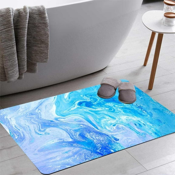 Blur Marbling Blueviolet Texture Bath Rugs 16x24 Inch Non Slip Bath Mat Quick Dry Absorbent Thin Bath Rug Fit Under Door Washable Bath Floor Rugs for Bathroom Bathtub Shower Sink,Multi 3