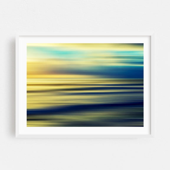 Blurred Dreams - Photography Abstract Ocean Sunset Coast Waves Minimalist Landscape White Framed Wall Art Print 18 x 24 inches