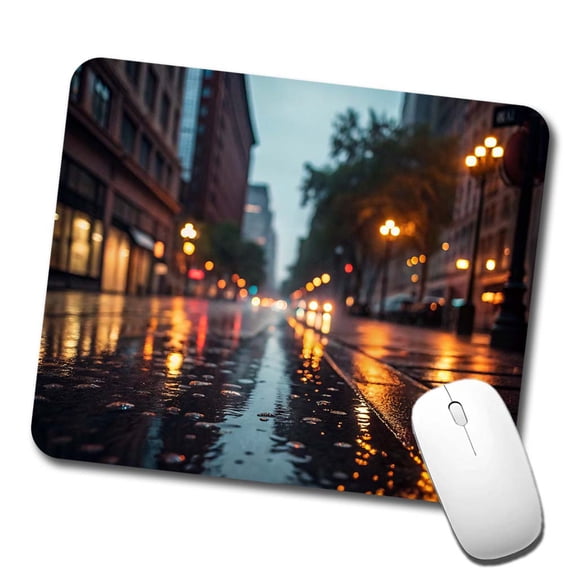 Blurred Lights City Wet Street Mouse Pad Low Profile Gaming Mat