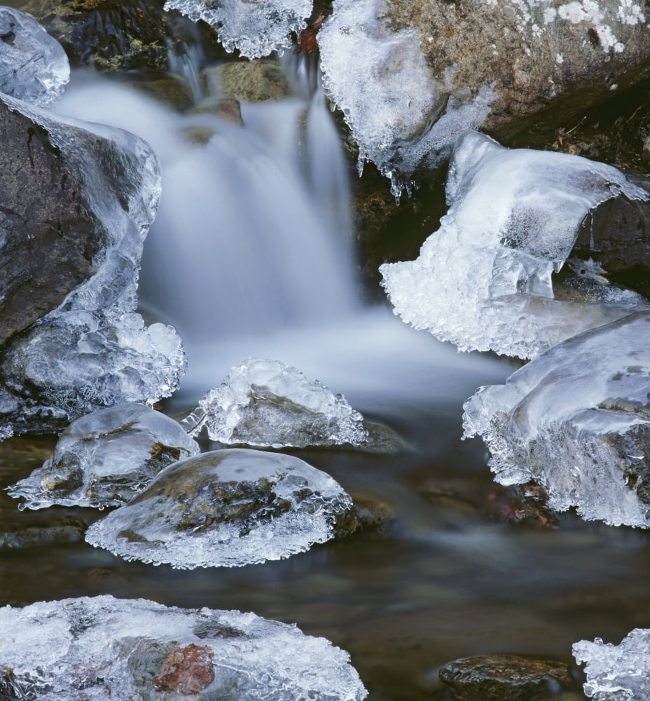 Blurred Motion Of Creek Surrounded By Ice Sc Alaska Canvas Art - Hal Gage Design Pics (28 x 32)