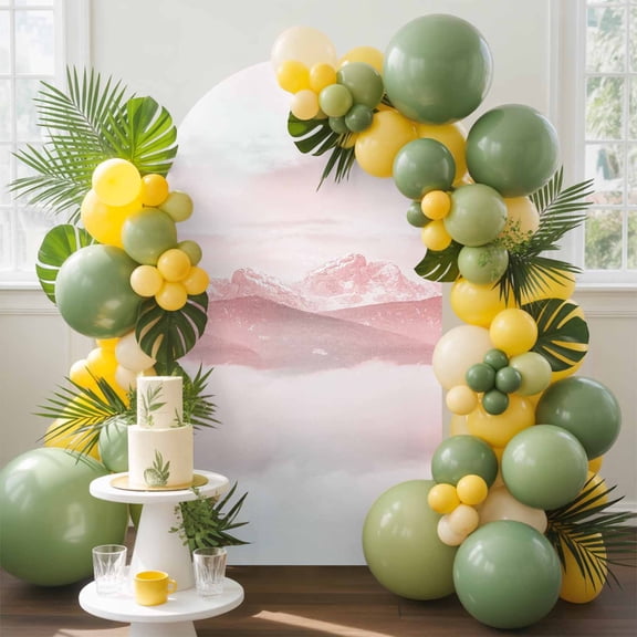 Blurred Natural Beauty Hill Landscape Arch Backdrop Cover Stretchy Spandex Arch Cover 6ft, Mountain with Cloud Scenery Round Top Chiara Stand Covers for Wedding Birthday Party Ceremony Banquet
