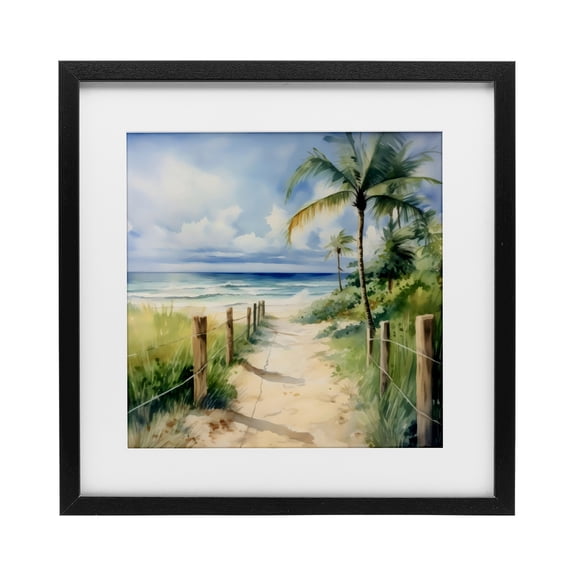 Stupell Industries Blurred Palm Tree Beach Black Framed Print Under Glass, design by LSR Design Studio, 13 x 13