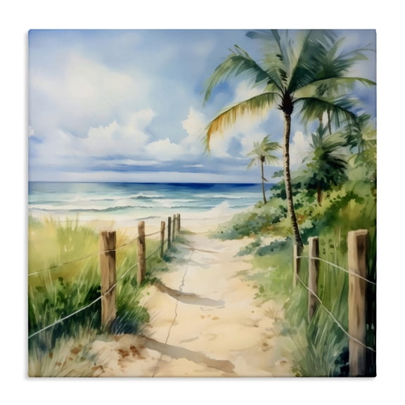 Stupell Industries Blurred Palm Tree Beach Canvas Wall Art, design by LSR Design Studio, 17 x 17