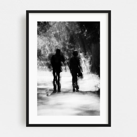 Blurred Sentinels - Athens Greece Photography Silhouette Abstract Black and White Forest Nature Black Framed Wall Art Print 20 x 30 inches