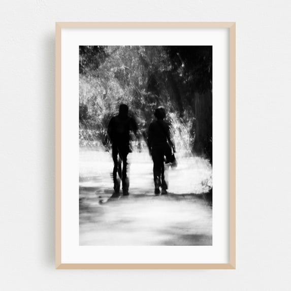 Blurred Sentinels - Athens Greece Photography Silhouette Abstract Black and White Forest Nature Oak Framed Wall Art Print 24 x 36 inches