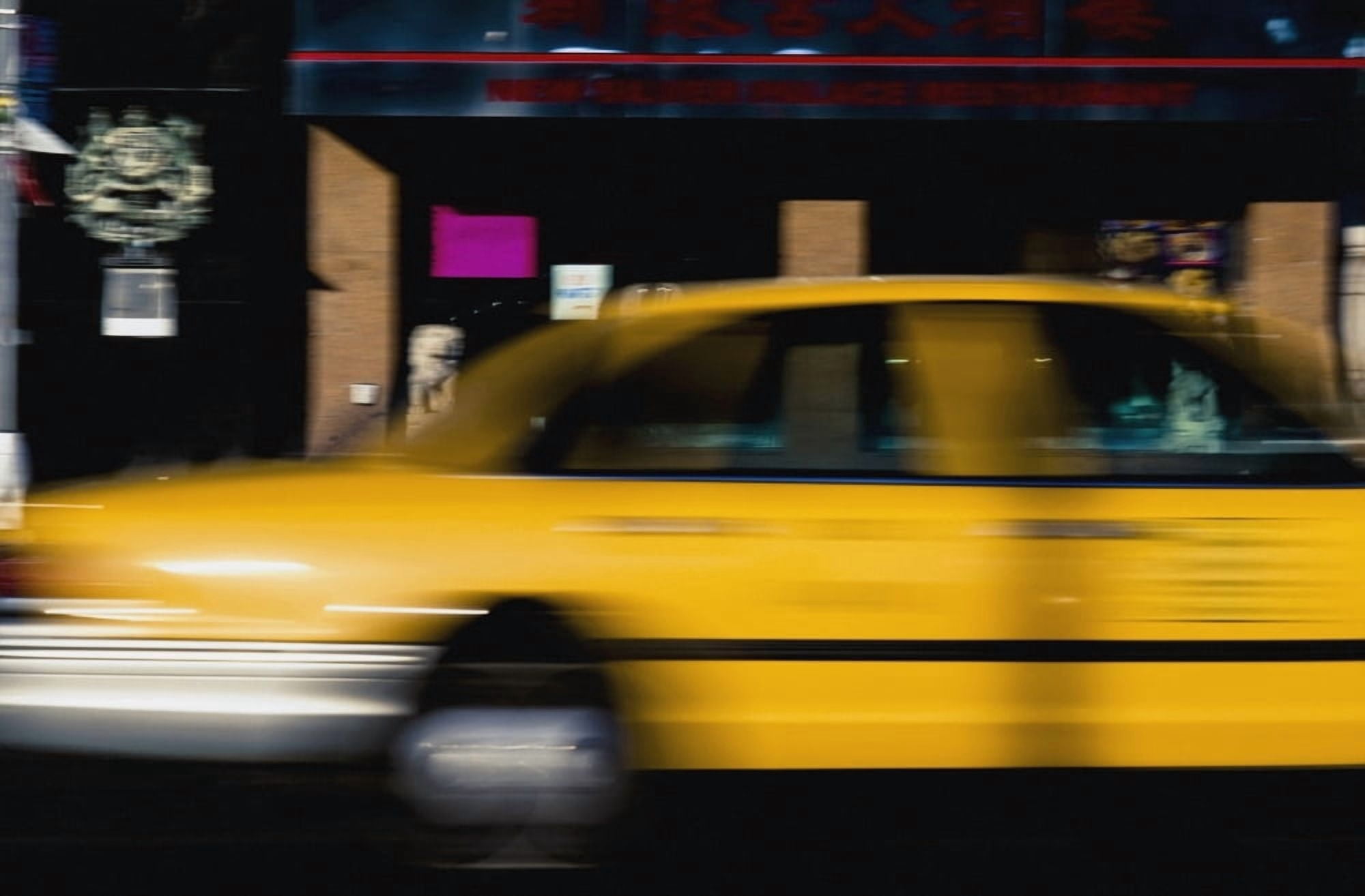 Blurred Yellow Taxi Canvas Art - Conor Caffrey Design Pics (38 x 24)
