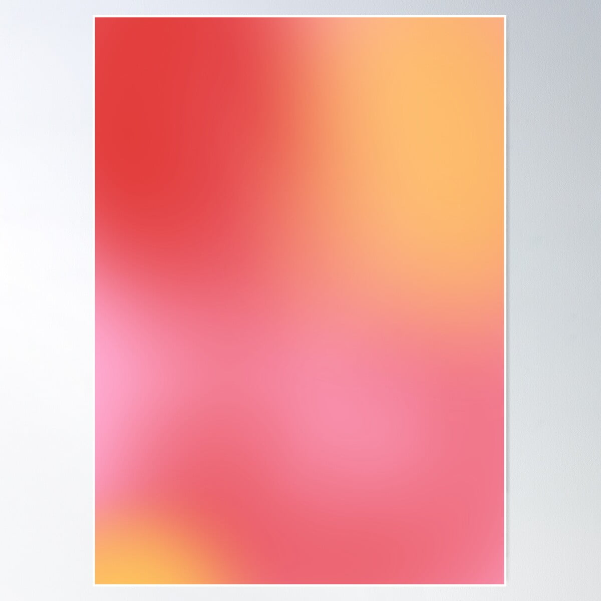 Blurry Print Pink Red Yellow Poster Wall Art, Modern Wall Decor For ...