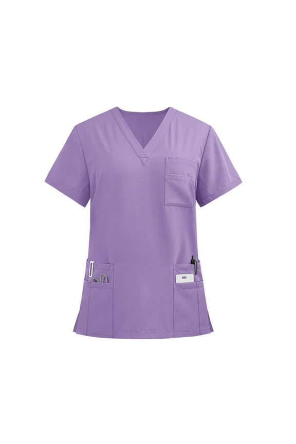 Blusas De Enfermeras Mujer, Uv Protection Shirts for Women Nursing Scrubs Top Womens 2025 Multi Pocket Healthcare Lightweight Nursework Uniform Quick Dry Scrub Compliant Wear Purple Xl