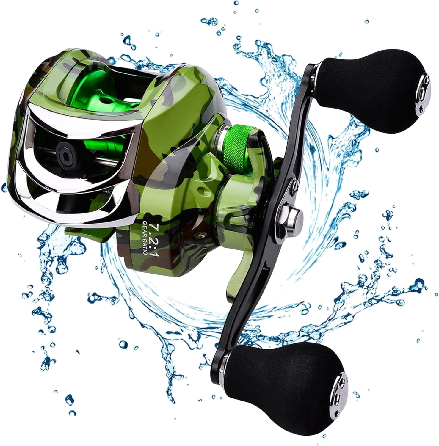 Blusea Baitcasting Fishing Reel 18+1 Ball Bearing 7.2:1 Gear Ratio 9 Gear Braking Baitcaster Dual Handle Nylon Heavy Duty 22lb（right）