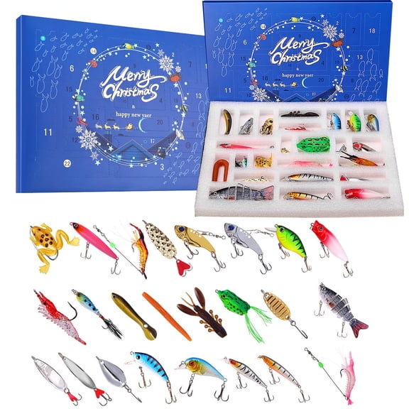 Blusea Fishing Advent Calendar 2026 – 24 Days of Fishing Lures for Men, Teens & Adults – Xmas Countdown Gift Set for Fishermen, Boys – Surprise Holiday Present