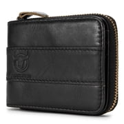 Blusea Mens Leather Wallet Zipper RFID Blocking Wallets Coins Purse