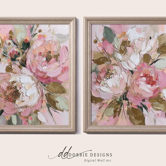 Blush Abstract Floral Modern Boho Bedroom Living Room Wall Art Set 2 Unframed Paper Print 8x12