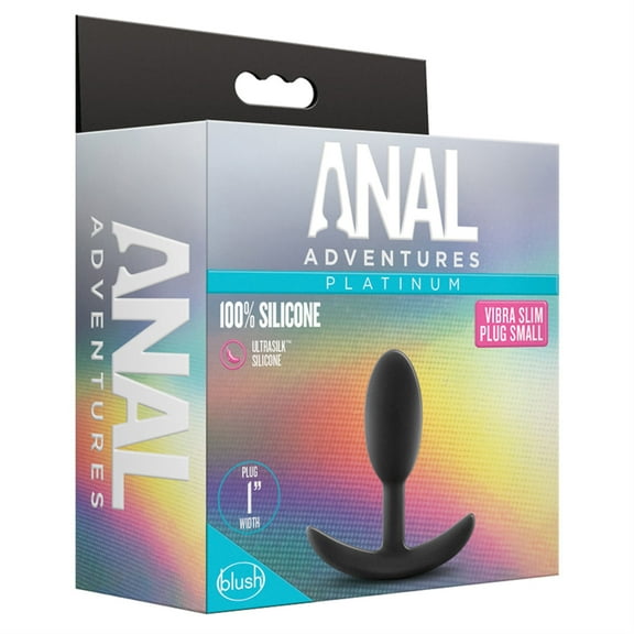 Blush Anal Adventures Platinum Silicone Vibra Slim Plug Small - Black