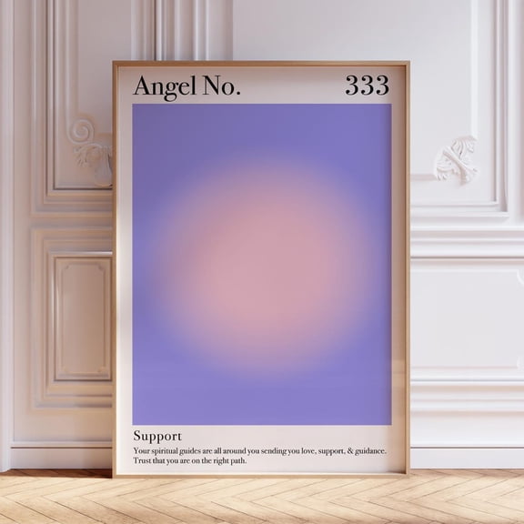 Blush And Purple 333 Angel Number Aura Bedroom Living Room Serene Decor Modern Wall Art Unframed Paper Print