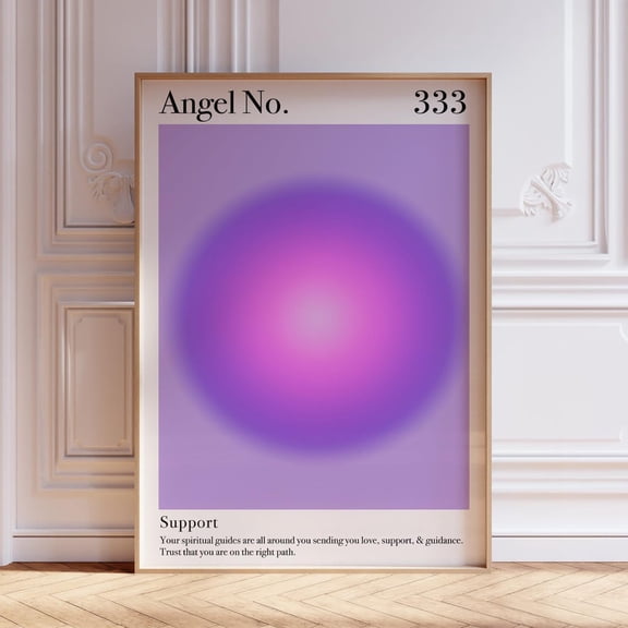 Blush And Purple 333 Angel Number Aura Bedroom Living Room Serene Decor Wall Decor Unframed Paper Print