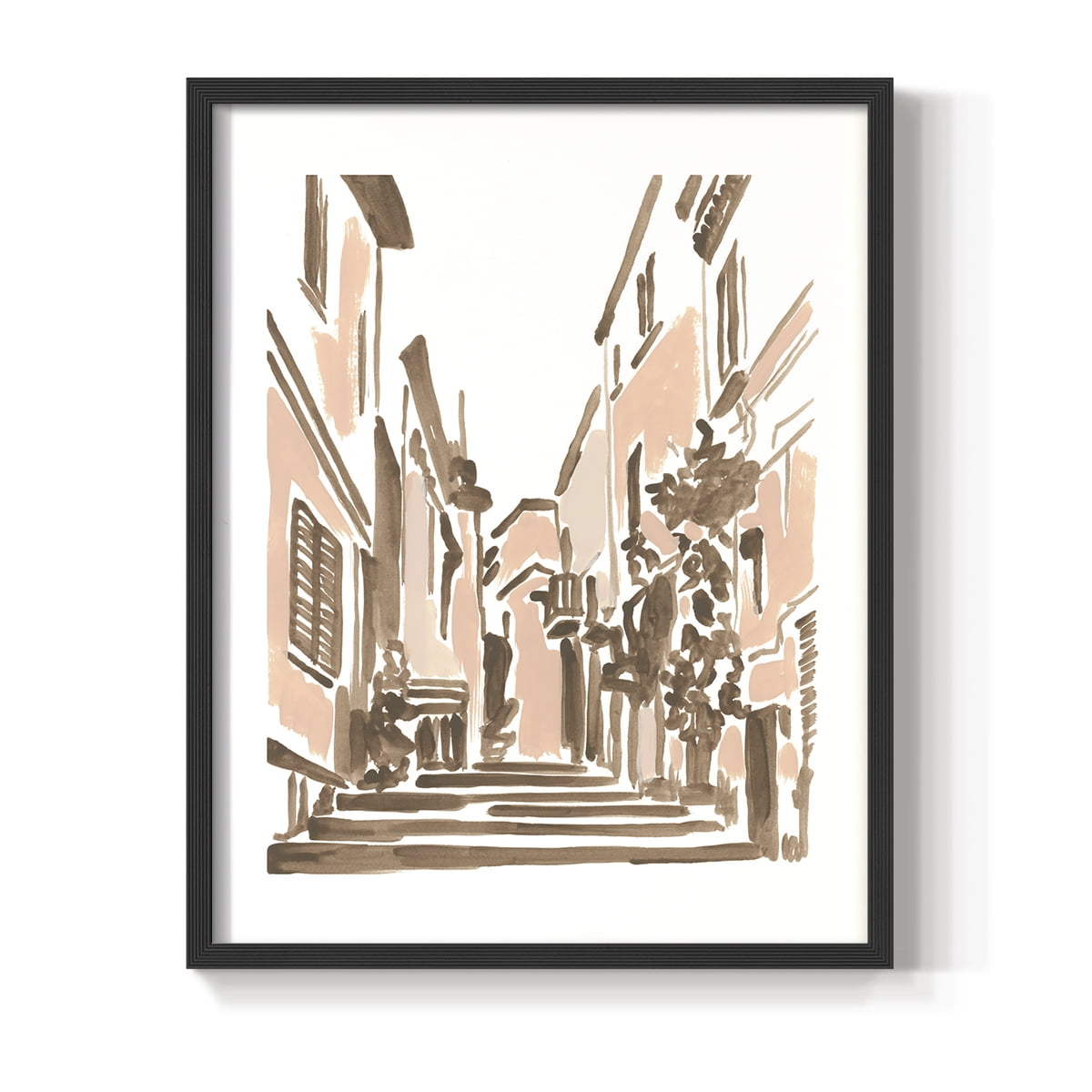 Blush Architecture Study I Framed Print in Black Solid Wood Framed Print No Nail Hanging