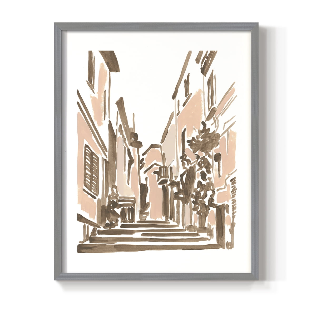 Blush Architecture Study I Framed Print in Gray Solid Wood Framed Print No Nail Hanging