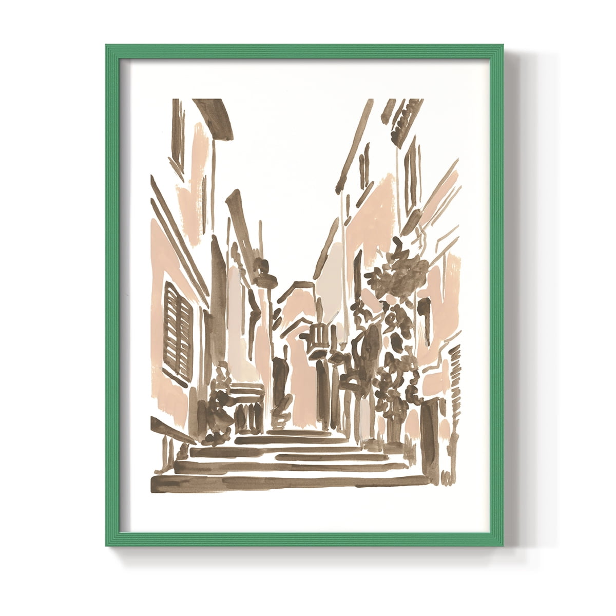 Blush Architecture Study I Framed Print in Green Solid Wood Framed Print No Nail Hanging