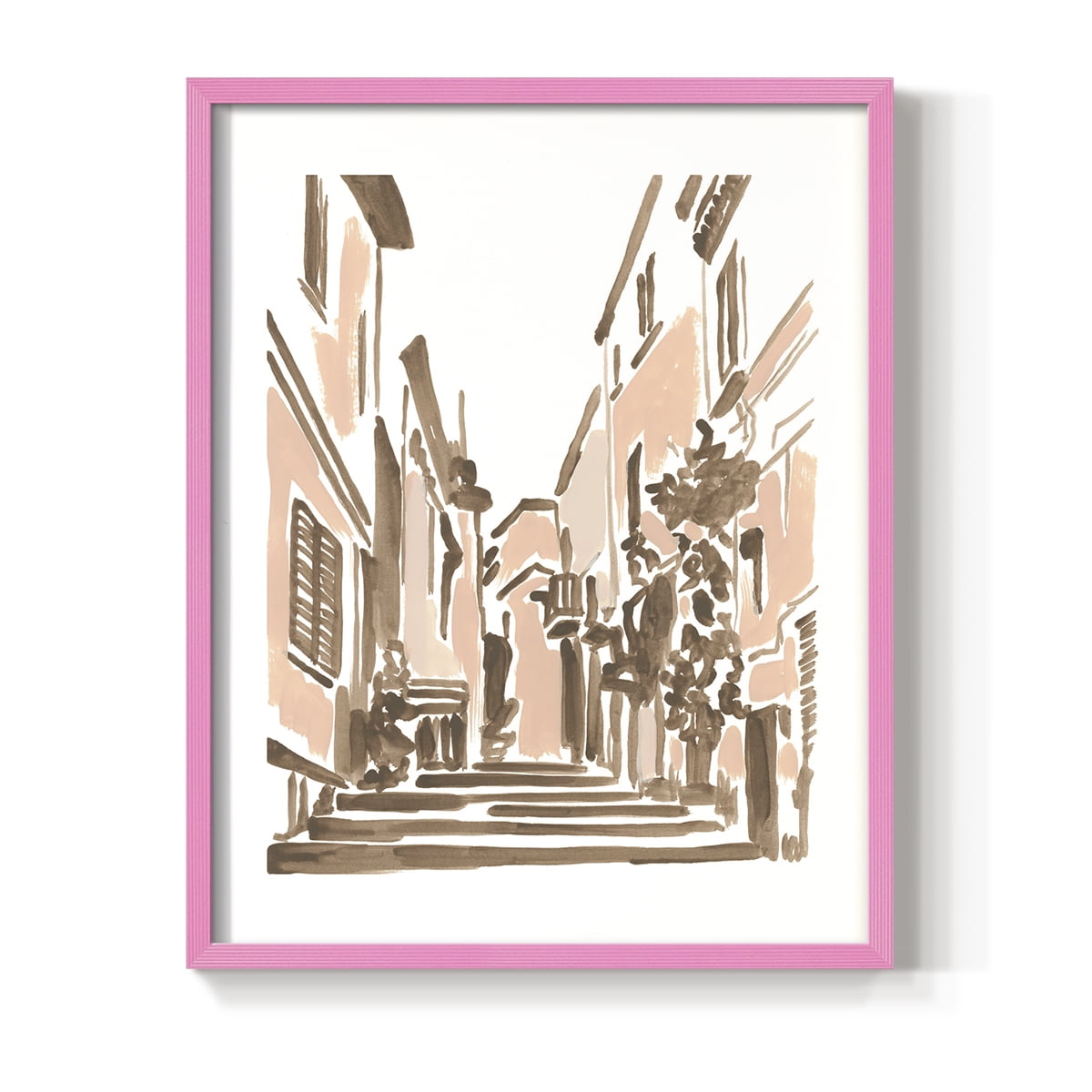 Blush Architecture Study I Framed Print in Pink Solid Wood Framed Print No Nail Hanging