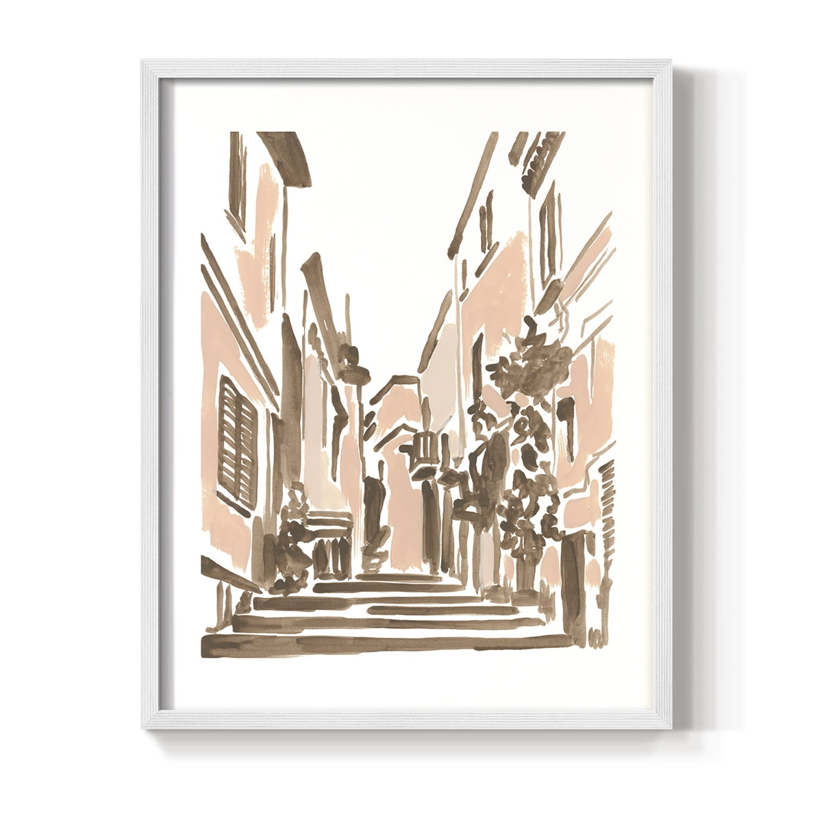 Blush Architecture Study I Framed Print in White Solid Wood Framed Print No Nail Hanging