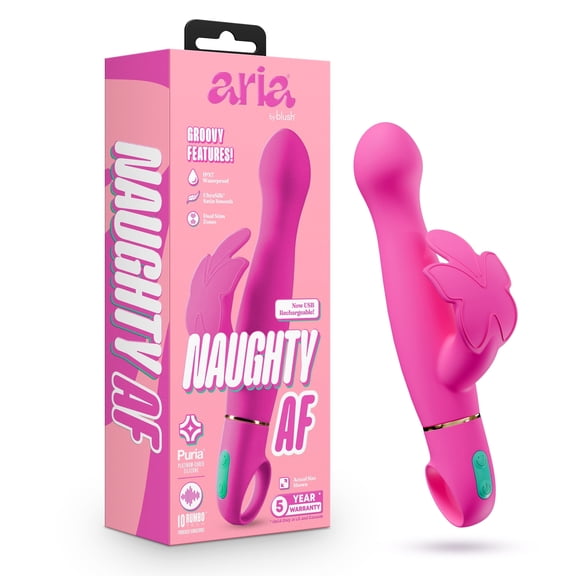 Blush Aria  Naughty AF 8 Inch Clitoral G-Spot Dual Stimulation Silicone Vibrator  Personal Massager With 10 Vibration Modes  Waterproof & USB Rechargeable  Adult Sex Toy For Women  Pink