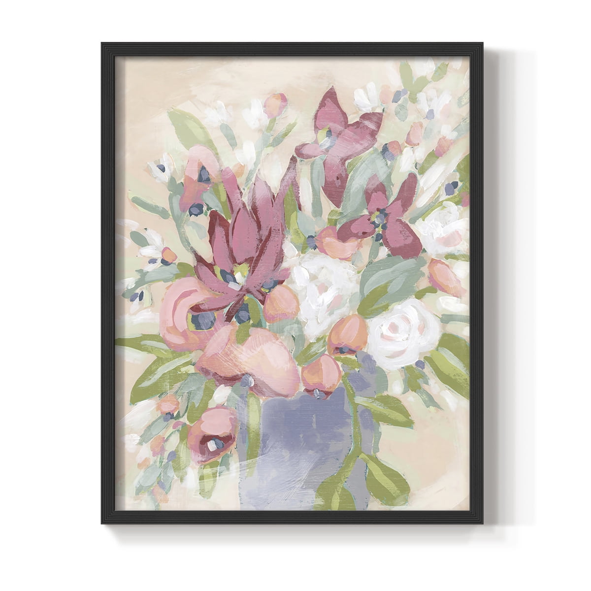 Blush Array I Framed Print in Black Solid Wood Framed Print No Nail Hanging