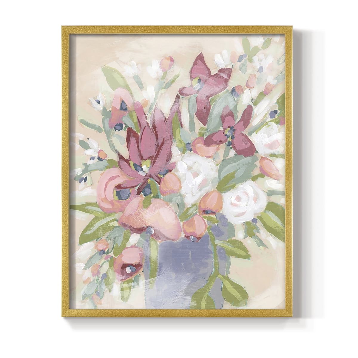 Blush Array I Framed Print in Gold Solid Wood Framed Print No Nail Hanging