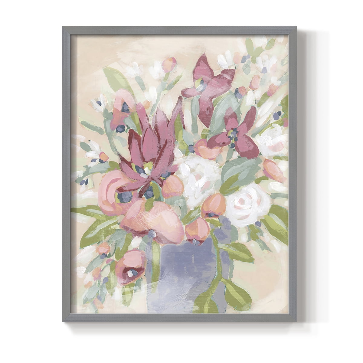 Blush Array I Framed Print in Gray Solid Wood Framed Print No Nail Hanging