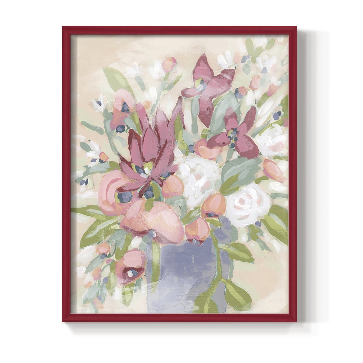 Blush Array I Framed Print in Red Solid Wood Framed Print No Nail Hanging
