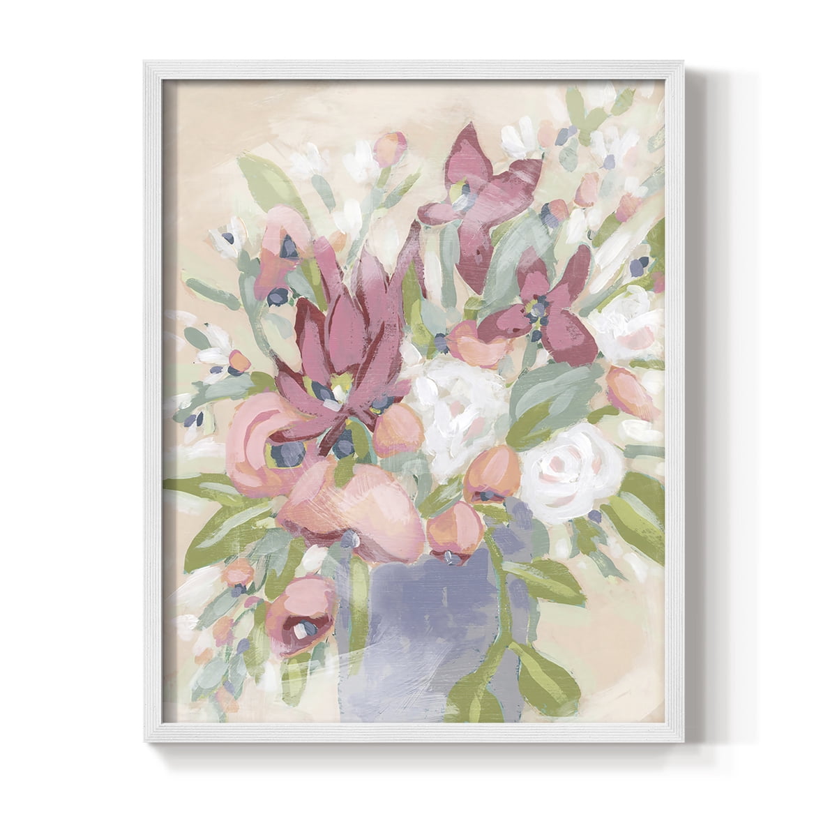 Blush Array I Framed Print in White Solid Wood Framed Print No Nail Hanging