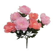 Blush Barbie Pink Peony 21in Artificial Polysilk Fake Open Bloom Flower Bush for Craft Home Garden Outdoor Bouquet Arrangement Ceremony Wedding Arch Floral Wall Aisle Decor Two Tone Pink, One each