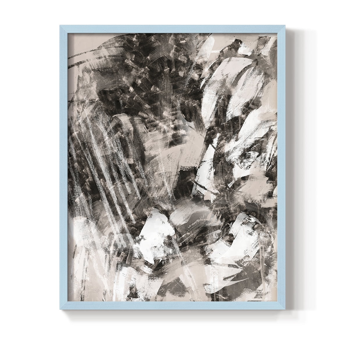 Blush Blackboard I Framed Print in Blue Solid Wood Framed Print No Nail Hanging