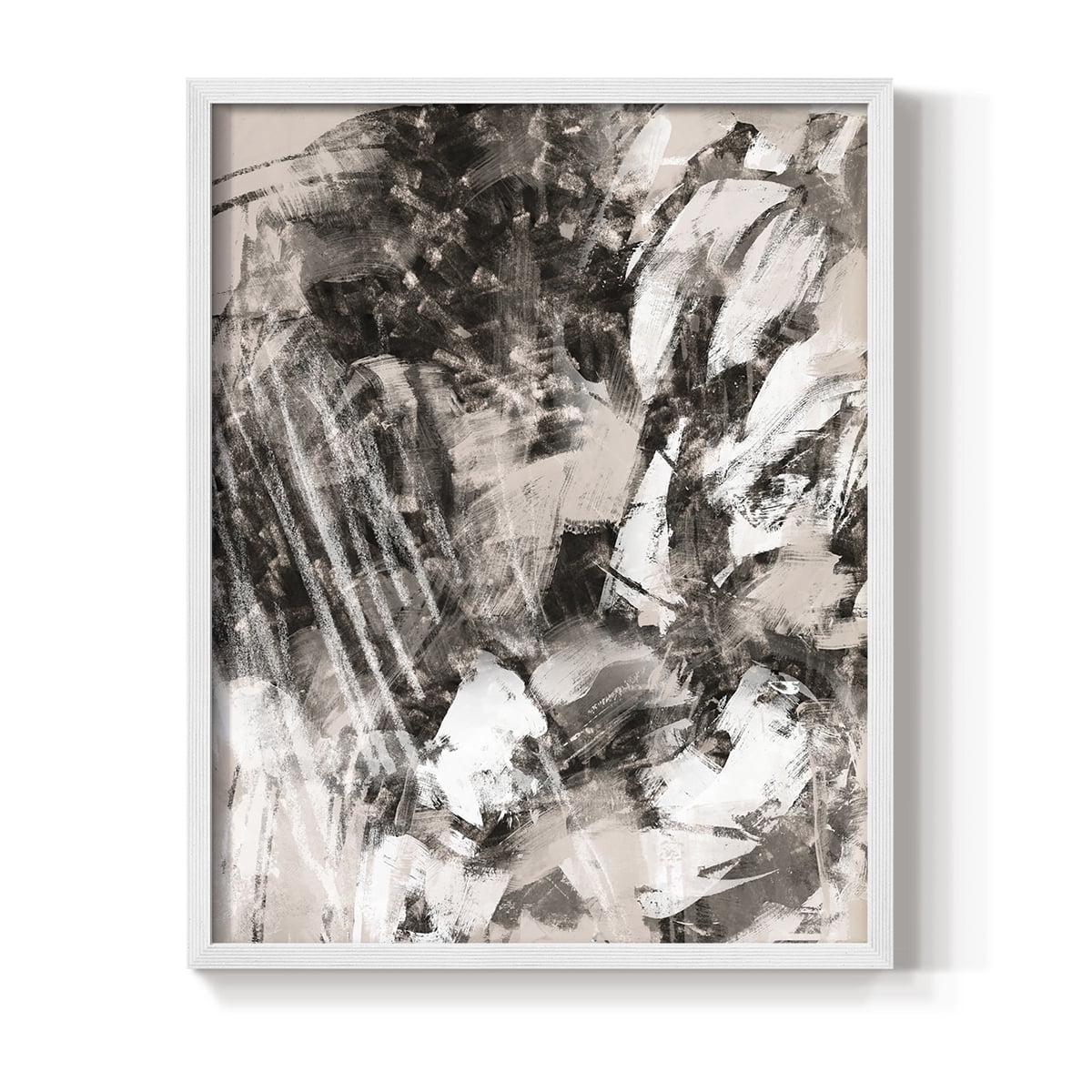 Blush Blackboard I Framed Print in White Solid Wood Framed Print No Nail Hanging
