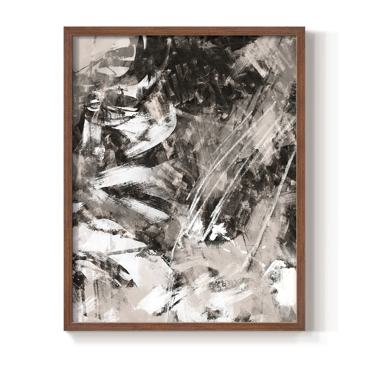 Blush Blackboard II Framed Print in Brown Solid Wood Framed Print No Nail Hanging
