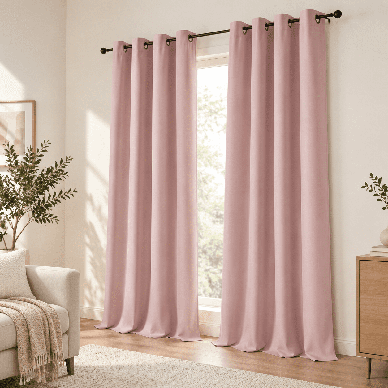 Solid Panel Rooftop Sign Blush Blackout 96 Inch Long Curta2 Panel Set For Bedroom/living Room ...