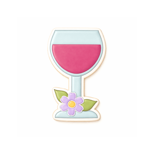 Blush Bloom Wine Glass Cookie Cutter & Stamp