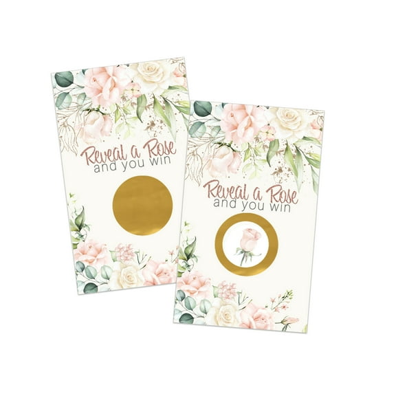 Blush Blooms Scratch Off Game Cards All Occasion Lottery Scratcher Tickets with Raffle Prize Drawings to Win Prizes, Pink Floral Themed Favors, 30 Pack
