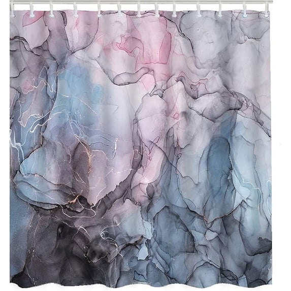 Blush Blue Marble Shower Curtain Modern Fluid Alcohol Ink Colors Translucent Mixing Acrylic Paints Water Resistant Bathroom Accessories For Home Decorations 72"W x 72"L (Pack of 1)