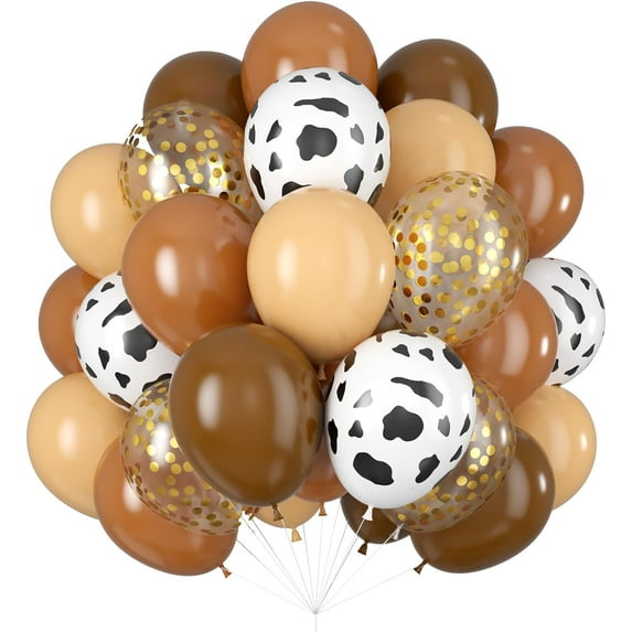 Blush Brown Cow Print Balloons Cowboy Birthday Decorations Western Farm Party 60pcs 12inch Nude Brown Helium Latex Balloons for Arch Tan Coffee Balloon Farmhouse Country Cowgirl Decor
