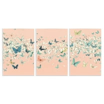 Stupell Industries Blush Butterfly Soiree Triptych 3 Piece Wall Plaque Art Set, design by Petal Prints Design