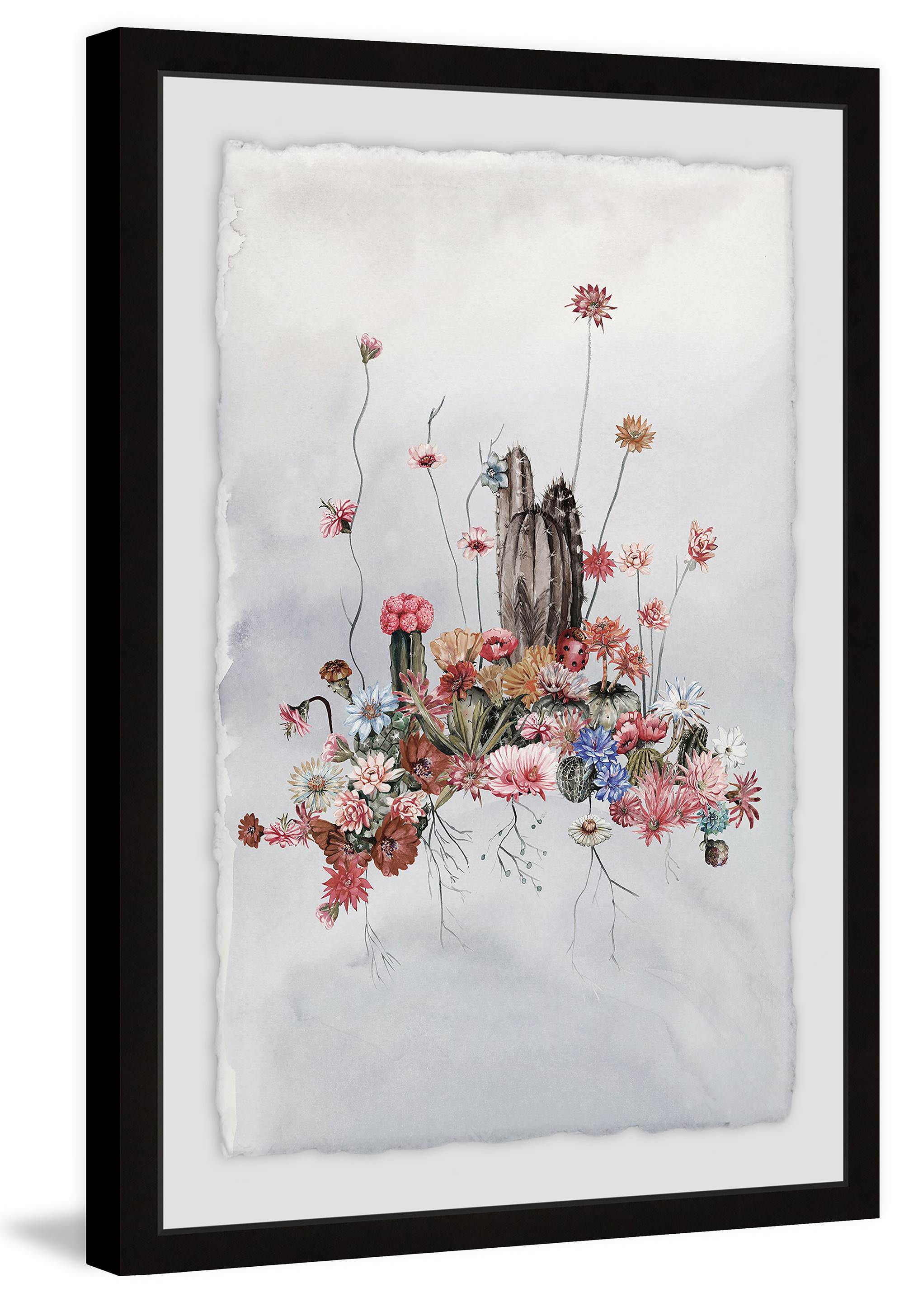 Blush Cactus Flowers Framed Painting Print