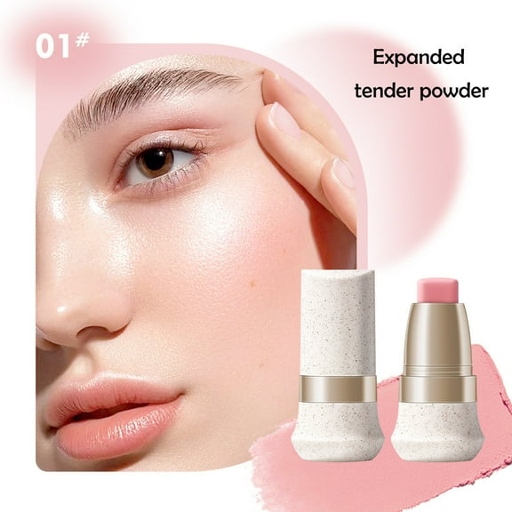 Blush for Cheeks,Blush Stick for Cheeks,2-in-1 Blusher Stick With Silicone Applicator-Cream Blush,Multi-Use Makeup Blush Stick,2-in-1 Cheek and Lip Tint Soft Cream On-the-Go Blush Stick(A)