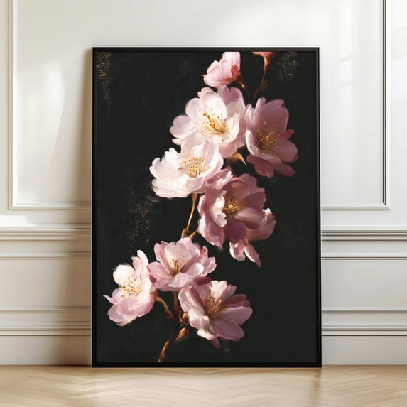Tech Store Posters Blush Cherry Blossom Poster, Dark Romantic Flower, Moody Floral ...