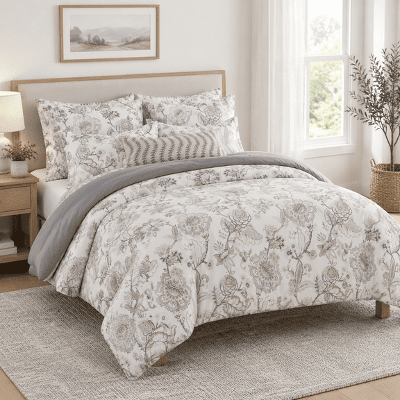 Blush Comforter - Full/Queen Reversible Rayon Cotton Bedding Set with Pillowcases