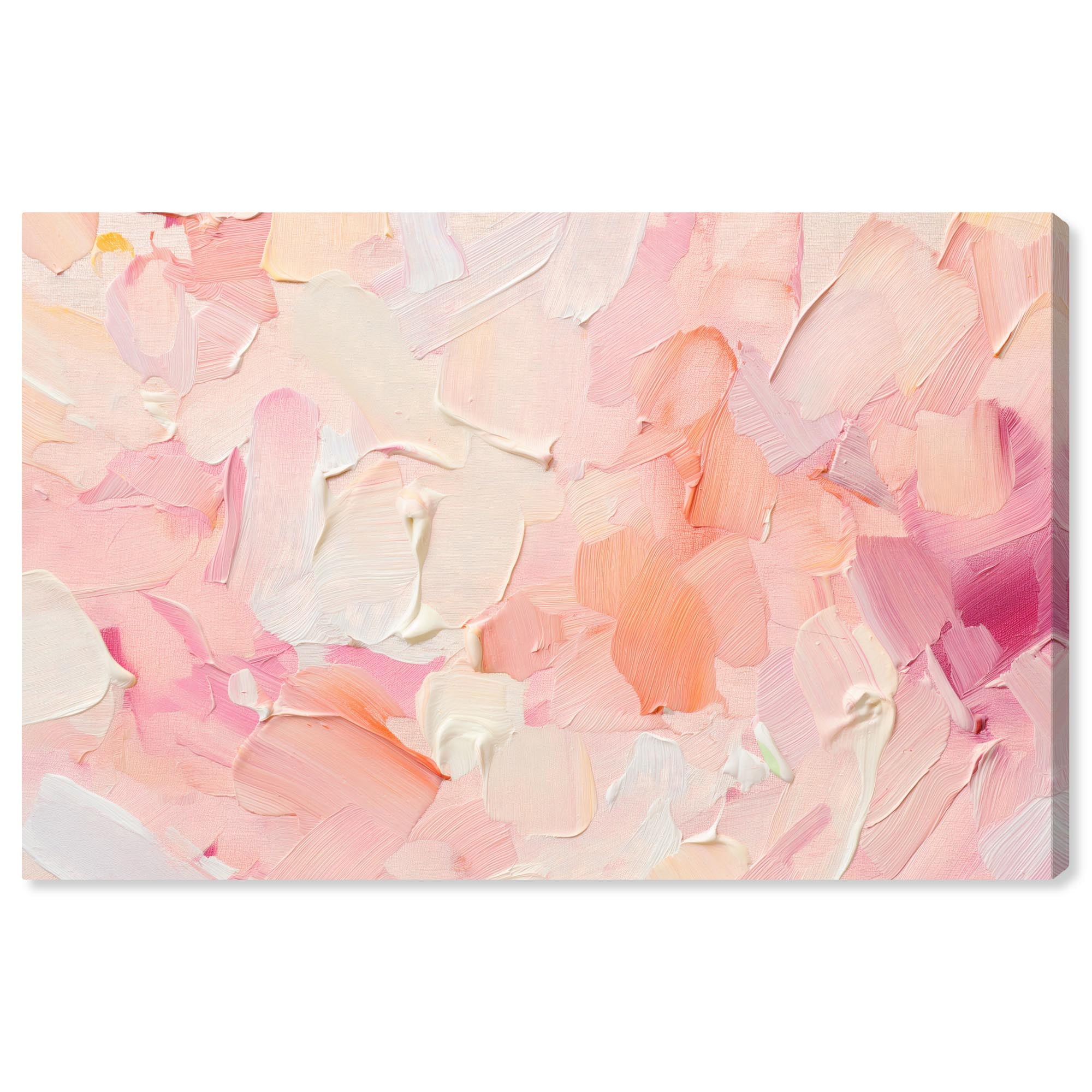 Large Blush Coral Abstract Canvas Art in Pastel Shades