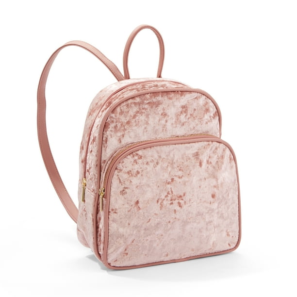 Blush Crushed Velvet Mini Backpack